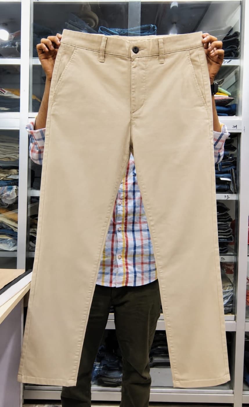 American Eagle Everyday Twill, Khaki, held up in-store